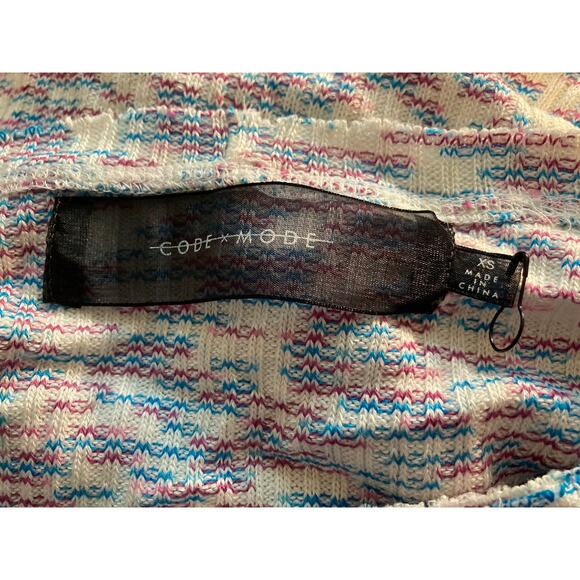 Code x Mode Boho Pullover Sweater Long Sleeve V-Neck Color Blocked Blue Size XS - Picture 6 of 8